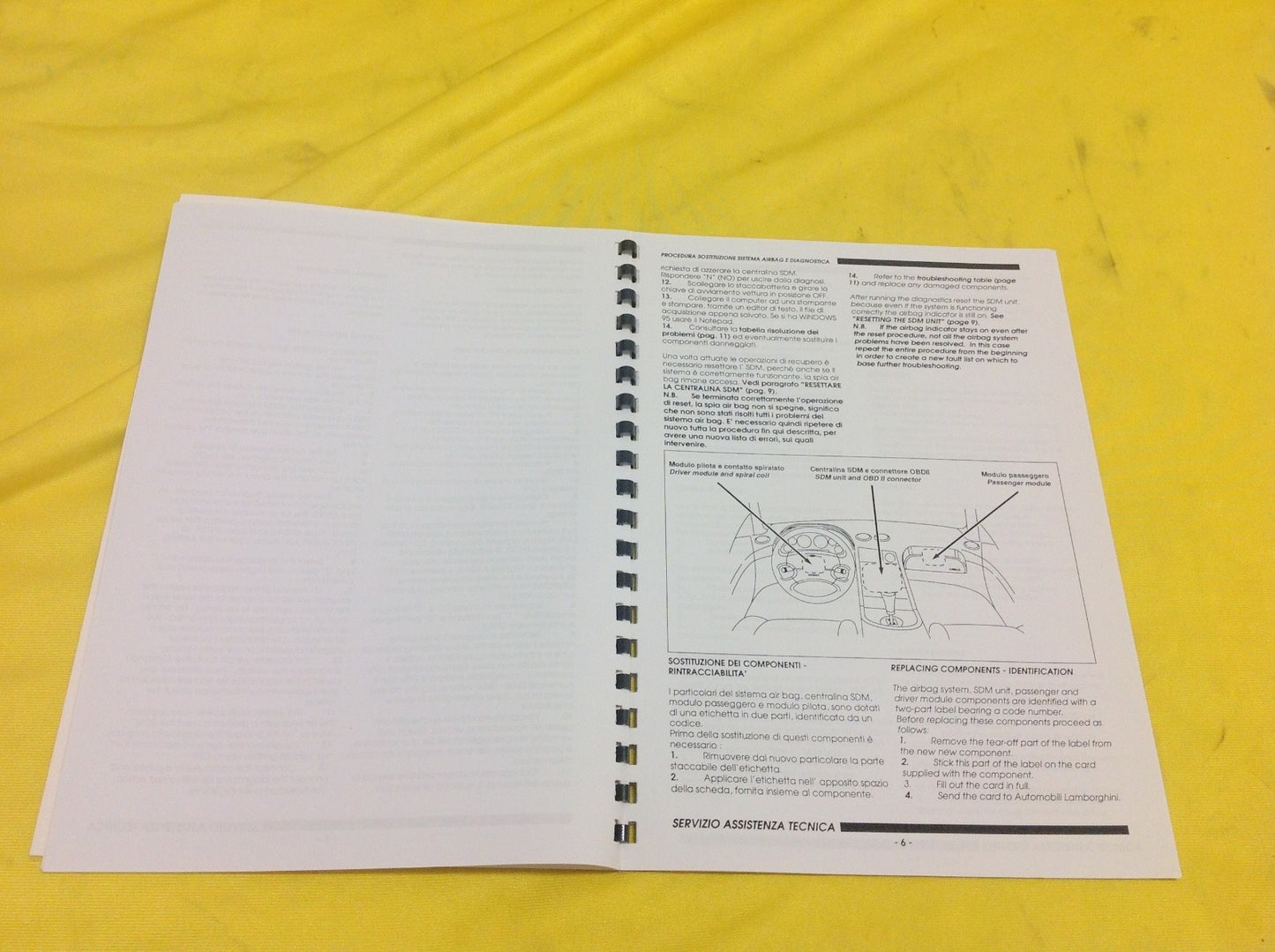 New 1997 Lamborghini Diablo Airbag Diagnostics Repair Illustrations Catalogue