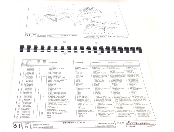New 1998 Lamborghini Diablo SV Parts & Illustrations Catalogue