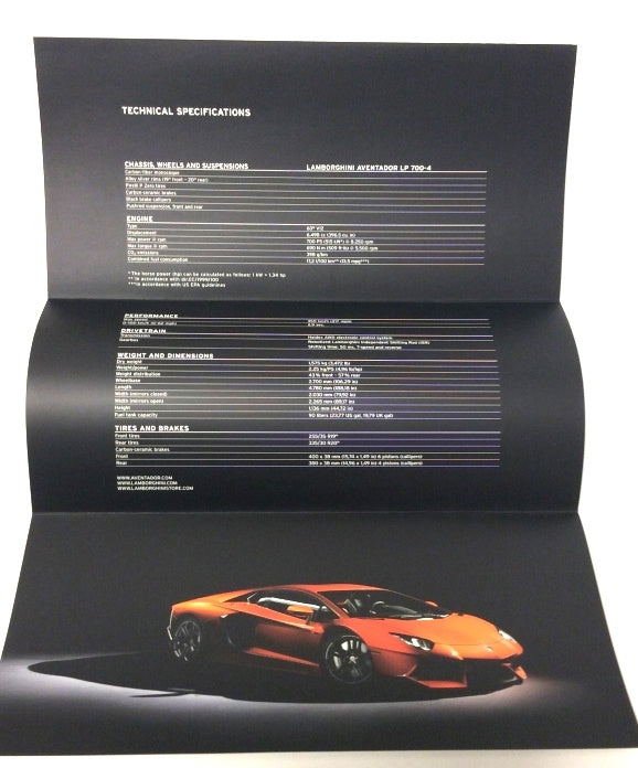 New OEM 2011 Lamborghini Aventador LP 700-4 New Car Release Press Flyer Publication Brochure English