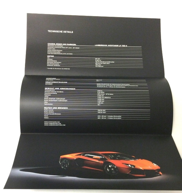 New OEM 2011 Lamborghini Aventador LP 700-4 New Car Release Press Flyer Publication Brochure German