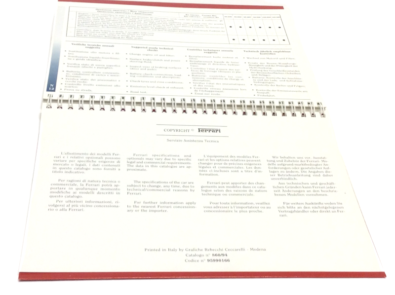 New OEM 1995 Ferrari F 355 European Owners Handbook Operating Manual, Cat # 860/94
