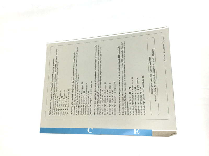 New OEM Ferrari 550 Maranello Workshop Repair Manual Updates, Cat # 1451/99