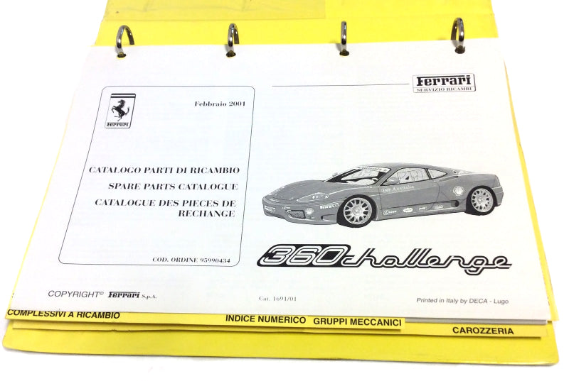 New OEM Ferrari 360 Challenge Yellow Bindered Parts Illustrations Manual, Cat #1691/01
