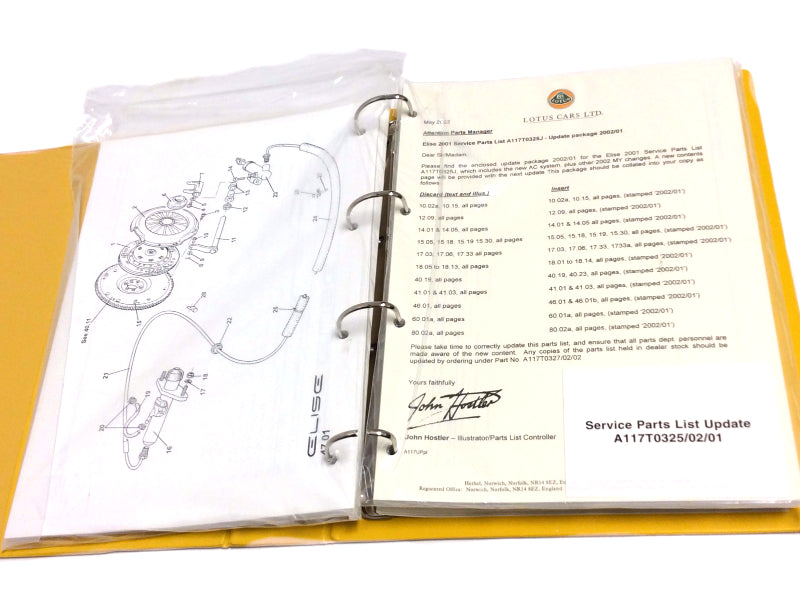 New OEM 2001 For Lotus Elise Service Parts Catalog A117T0325J