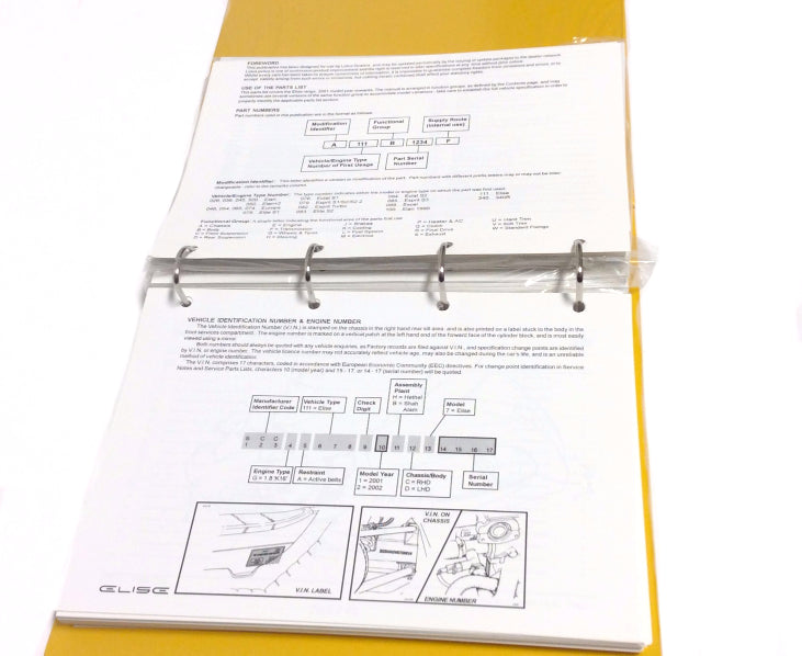 New OEM 2001 For Lotus Elise Service Parts Catalog A117T0325J