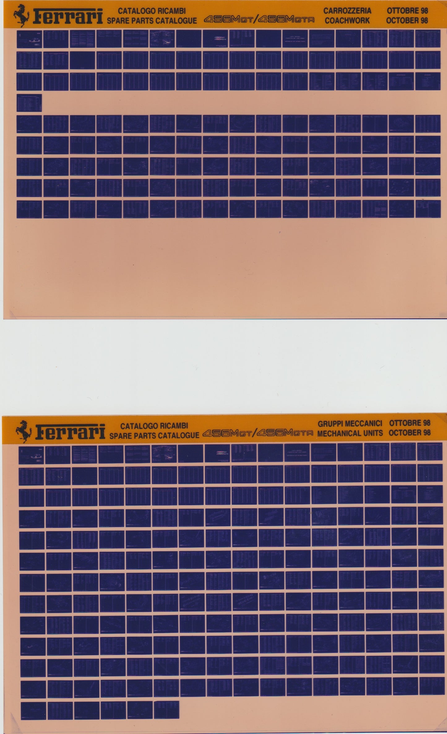New OEM 1999 Ferrari 456MGT/A Microfiche Parts Illustrations Manual, Part # 95999996