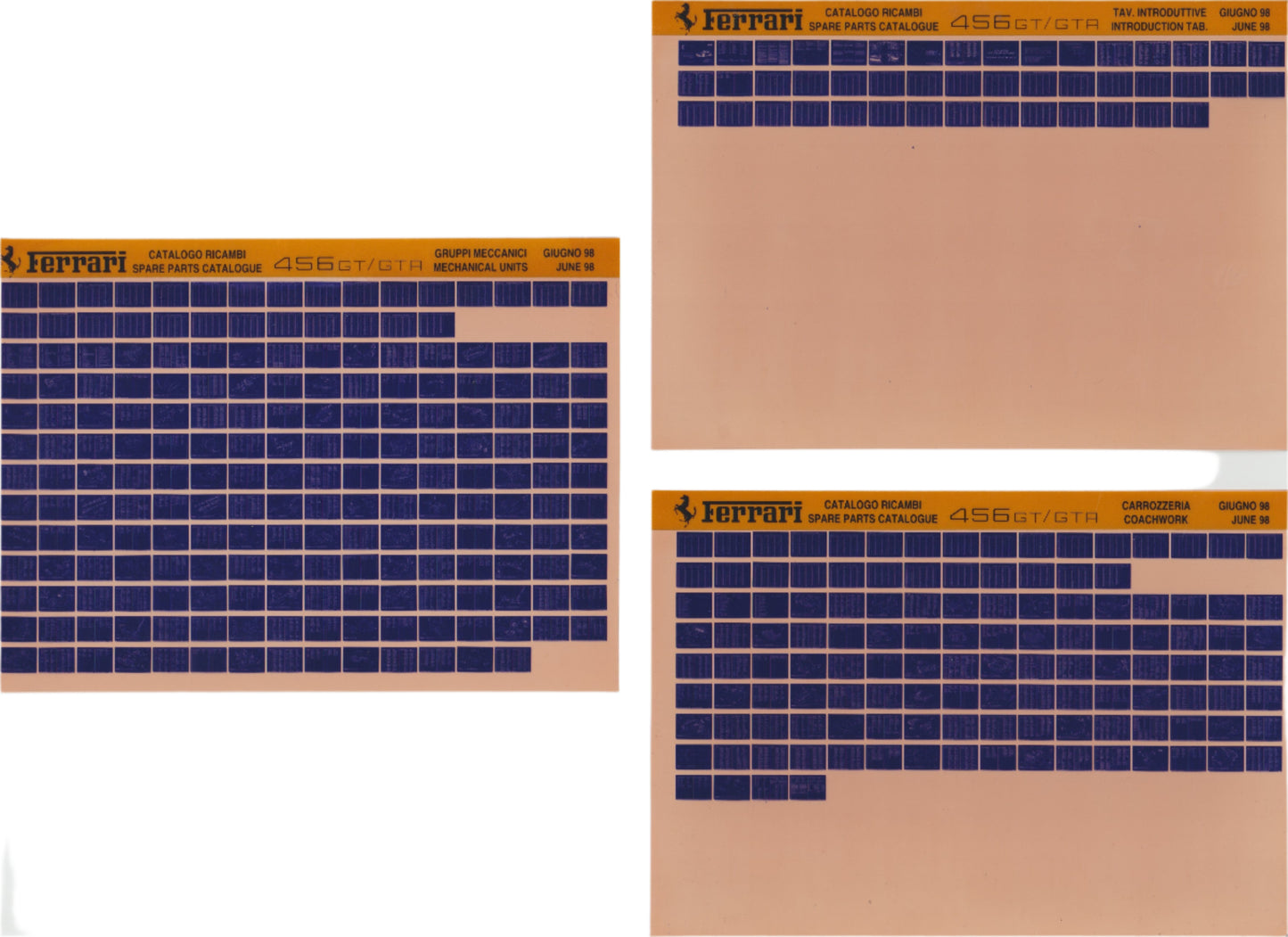 New OEM 1995-1998 Ferrari 456 GT/A Microfiche Parts Illustrations Manual, Part # 95999994