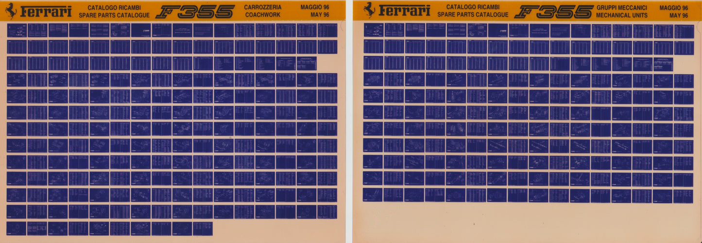 New OEM 1996 Ferrari F355 Microfiche Parts Illustrations Manual, Part # 95999992