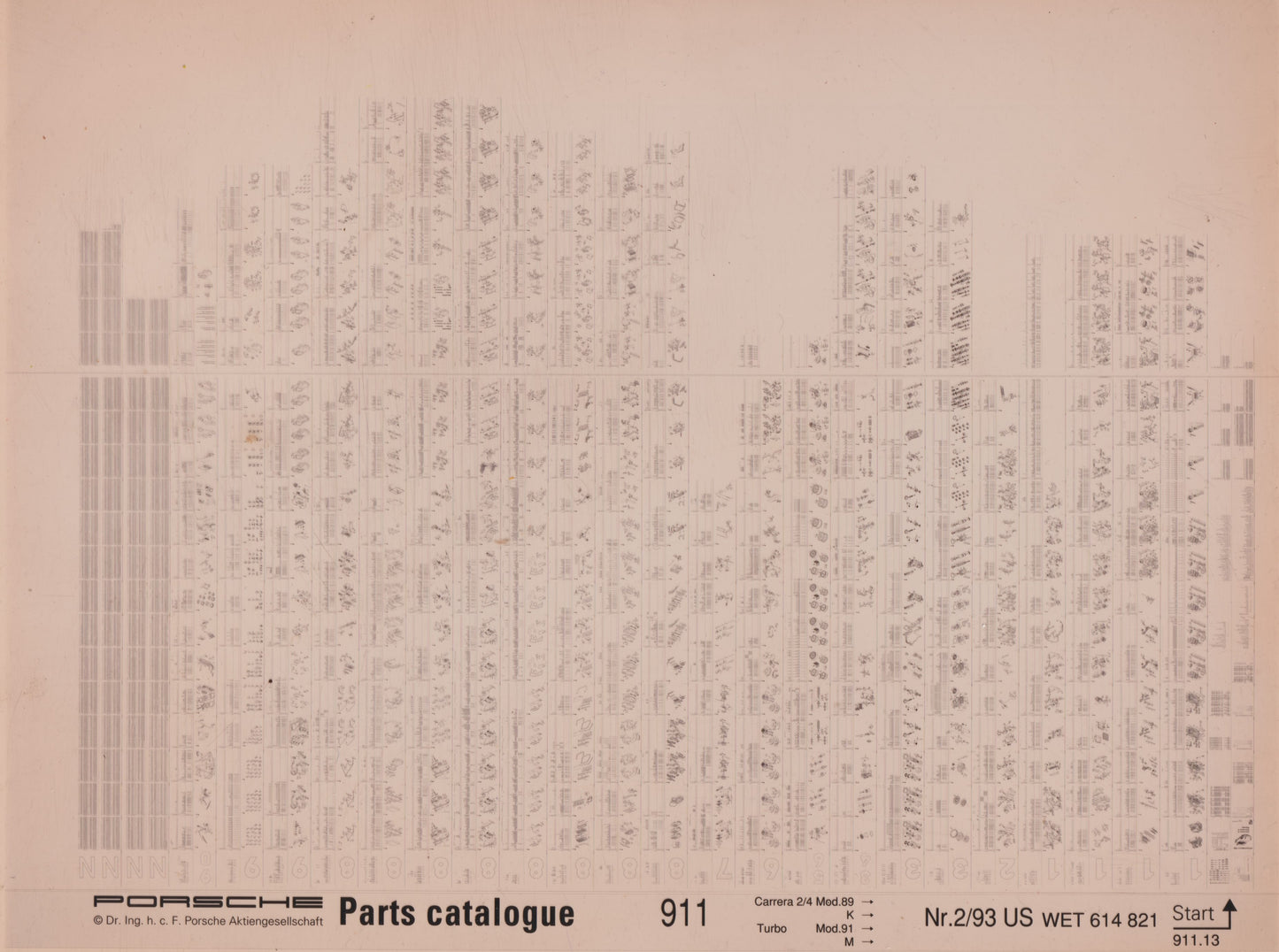 OEM 89-93 911 Porsche Microfiche Parts Illustrations WET-614-821-2/93