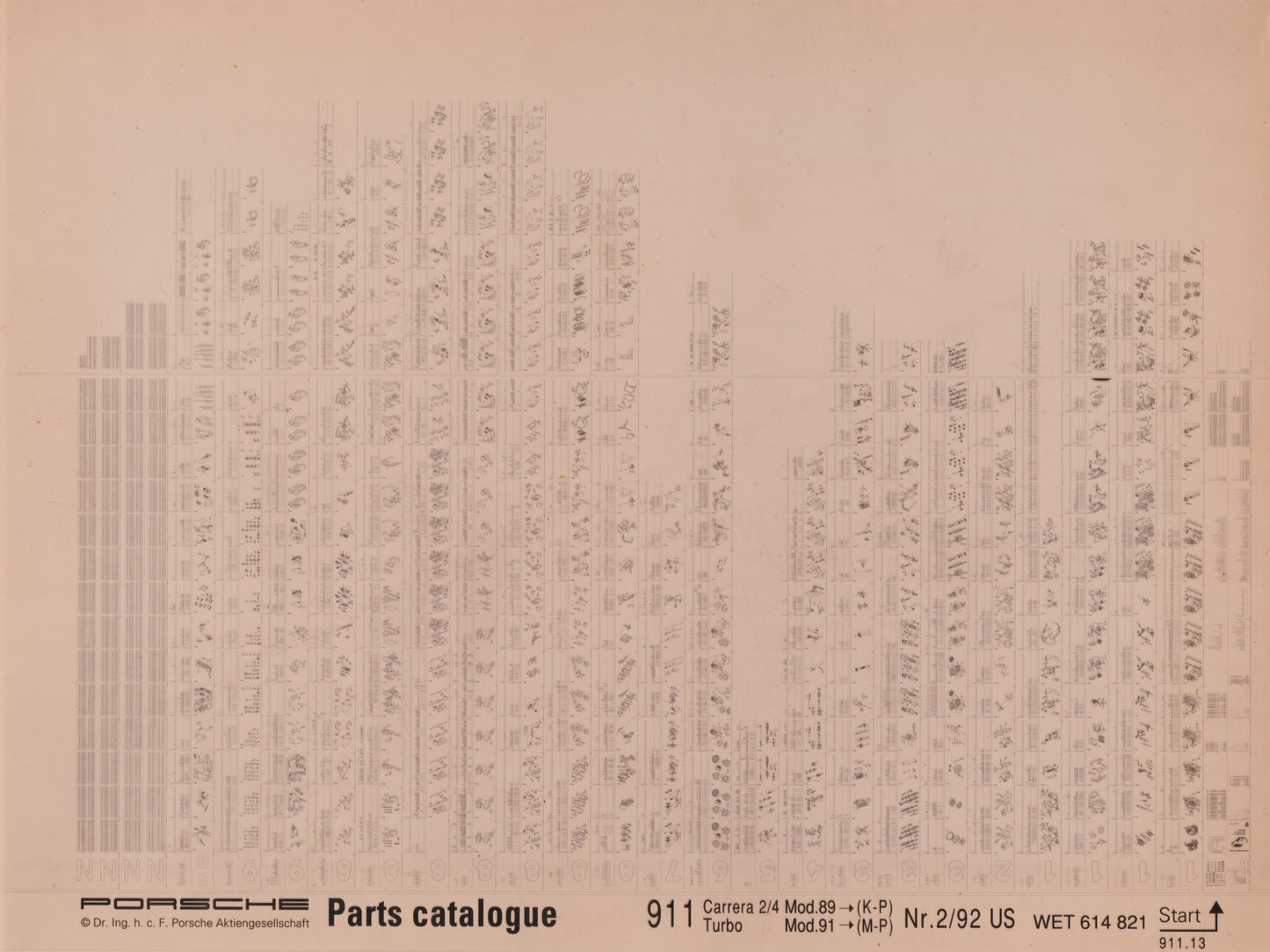 OEM 89-92 911 Porsche Microfiche Parts Illustrations WET-614-821-2/92