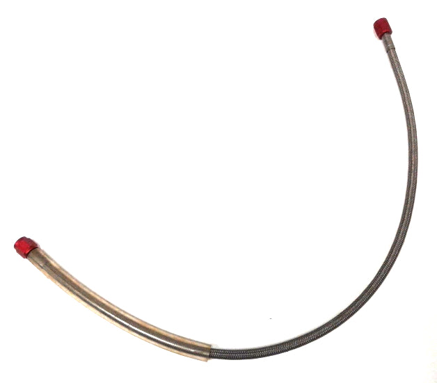 New Nitrous Line -6 AN 18" Length Stainless Steel Braided Hose Red Ends, Part # TAN015
