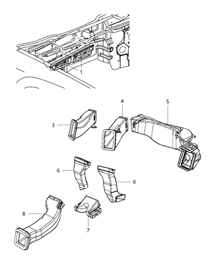New 2005-2010 Fits Chrysler Grand Cherokee Duct-A/C Outlet - Part # 55117050AB