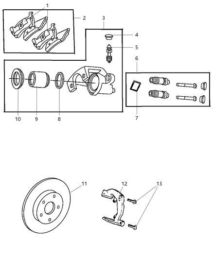 New 1999-2004 Fits Chrysler Grand Cherokee Disc Pkg-Front Brake - Part # BHKH5648