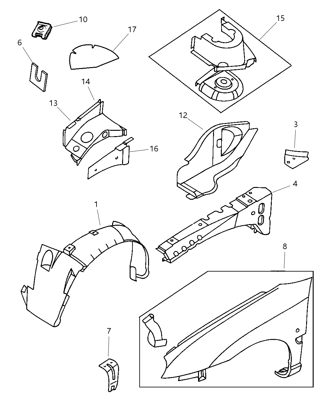 Beam, Front Fender Shield Upper Load Path Front , Right