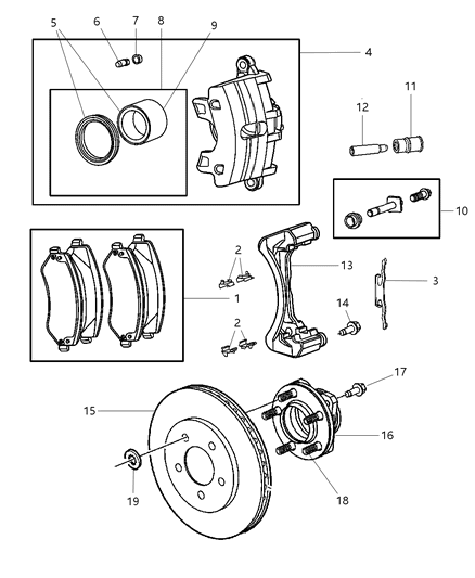 New 2004-2007 Fits Chrysler Grand Caravan, Town & Country Caliper-Disc Brake - Part # R5140830AA