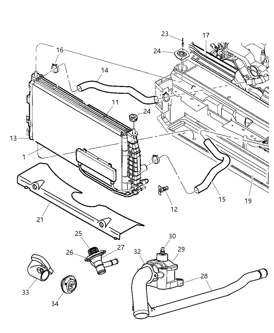 Crossmember Package Upper Radiator Mounting