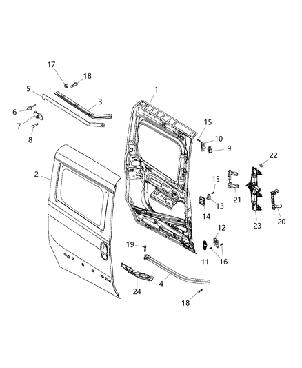New 2015-2017 Fits Chrysler ProMaster City Track-Sliding Door - Part # 68266540AA