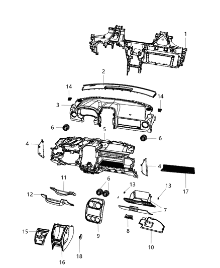 New 2007-2010 Fits Chrysler Caliber, Compass, Patriot Glove Box-Instrument Panel - Part # 1FB991DVAA