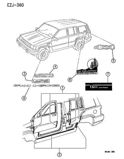 New 1994-1996 Fits Chrysler Grand Cherokee Decal-Laredo - Part # 5EK50RA1