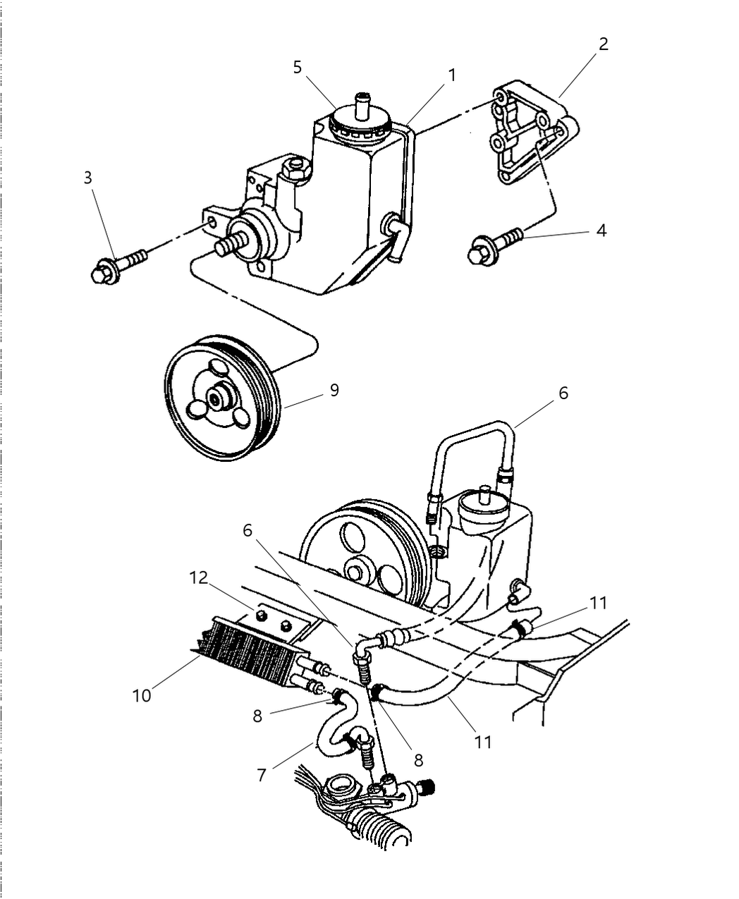 Pump, W/Pulley, Reservoir And Cap