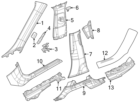 New 2022-2024 Fits Chrysler Grand Cherokee Molding-B Pillar Lower - Part # 6QH13TX7AA