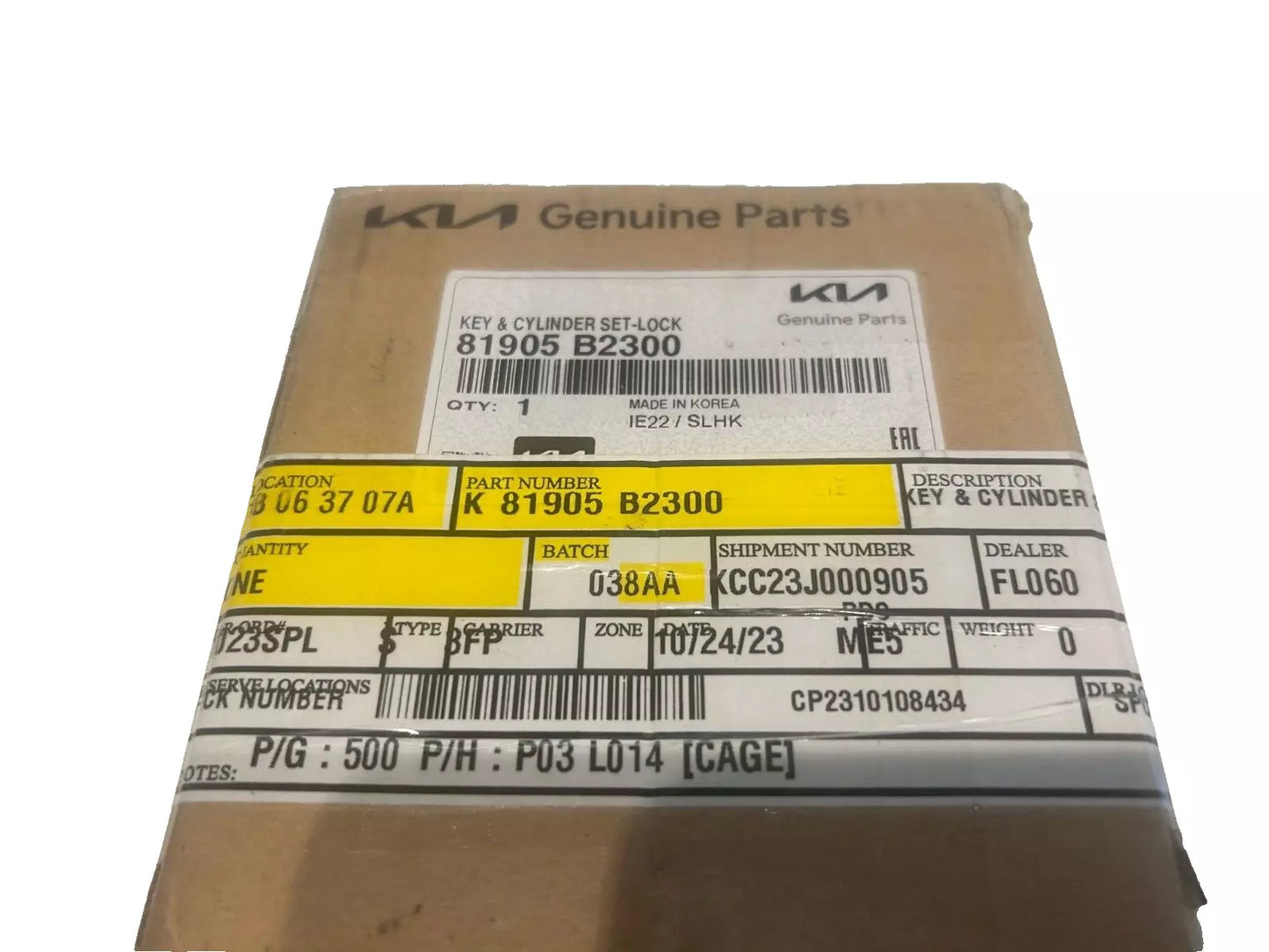 New OEM 2015-2019 KIA Soul Steering Column Ignition-Lock Cylinder & Key, Part # 81905-B2300