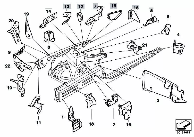 New OEM 2007-2013 BMW 328i Fender-Apron Assembly Bracket Right - Ref # 4, Part # 41217152264