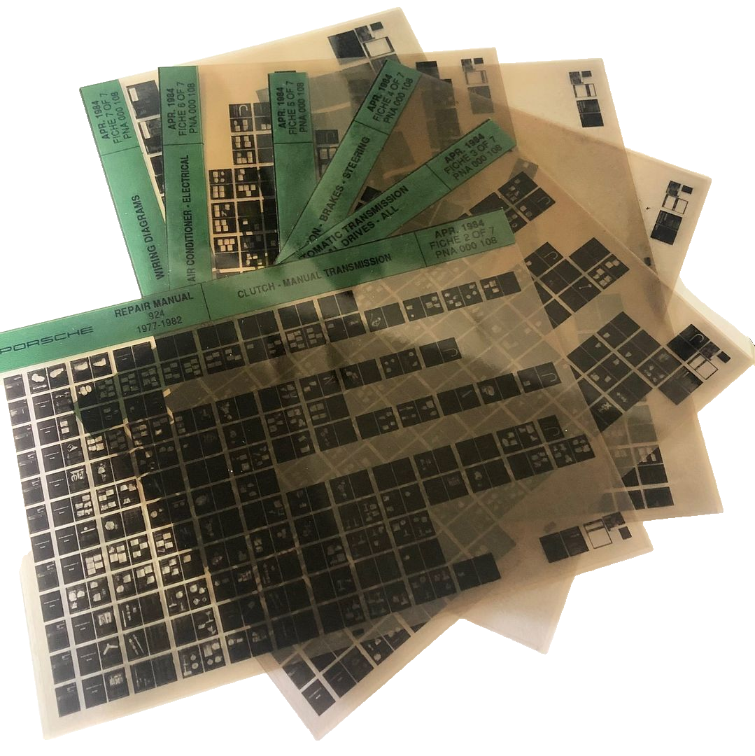 New OEM 1977-1982 Porsche 924 Repair Service Manual Microfiche, Part # PNA-000-108