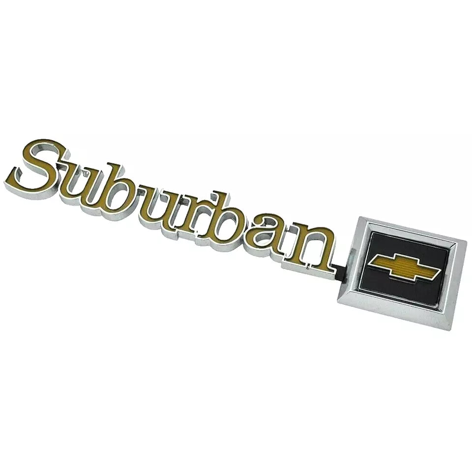 New OEM 1973-1988 Suburban Rear Tail Gate Or Barn Door Emblem GM, Part # 14016626