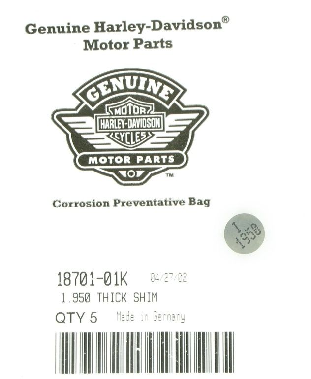 New OEM Genuine Harley-Davidson Shim Valve Tappet, 18701-01K
