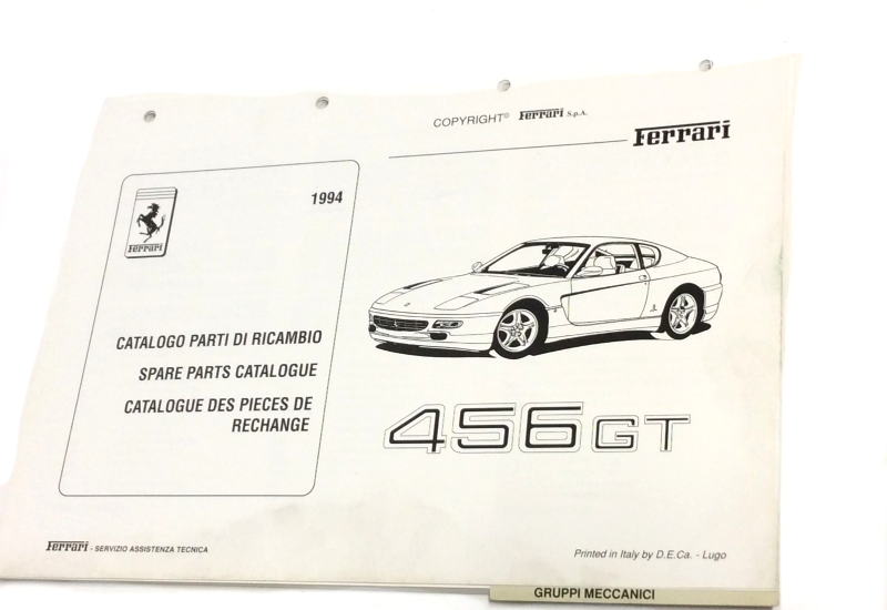 New OEM 1994 Ferrari 456GT Mechanical Parts Illustrations Catalogue Cat 900/94