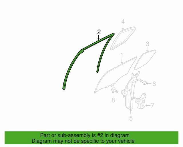 New OEM 2007-2015 Infiniti G35 Left Front Door Runner Glass Rubber Seal, Part # 82231-JK00B