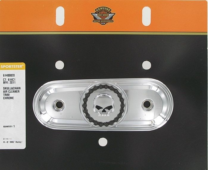 New OEM Genuine Harley-Davidson Air Cleaner Trim Skull & Chain, 61400020