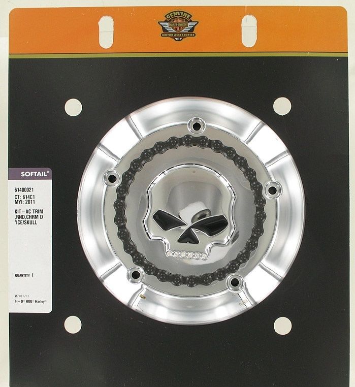New OEM Genuine Harley-Davidson 8" Round Air Cleaner Trim Ice Skull, 61400021