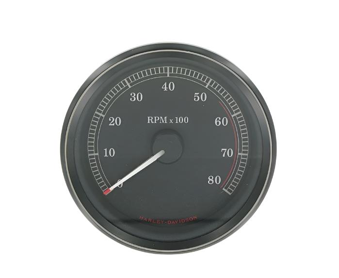 New OEM Genuine Harley-Davidson 4" Tachometer Black With Silver Trim (5500 Redline), 67348-04D