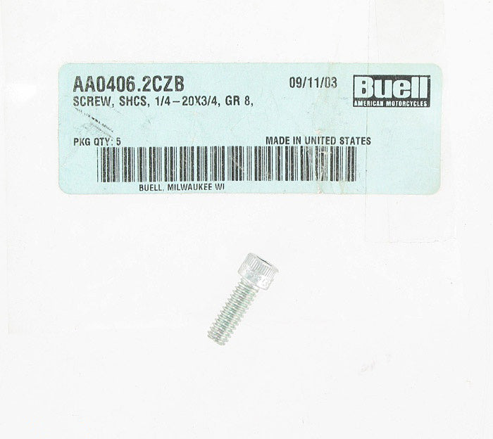 New OEM Genuine Harley-Davidson Screw 1 4"-20 X 3 4" Shcs Grade 8, AA0406.2CZB