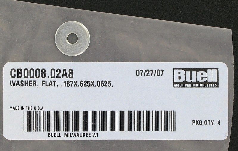 New OEM Genuine Harley-Davidson Washer Flat .187 X .625 X .0625, CB0008.02A8
