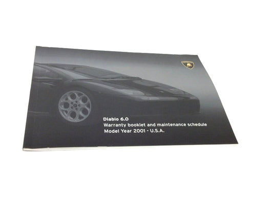 New OEM 2001 Lamborghini Diablo 6.0 Warranty & Maintenance Handbook Manual USA Spec