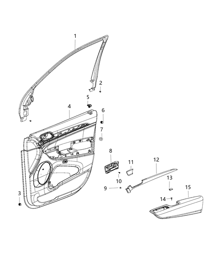 New 2014-2017 Fits Chrysler Grand Cherokee Panelassy-Front Door Trim - Part # 5LL671XLAF