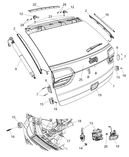 New 2014 Fits Chrysler Grand Cherokee Handle-Liftgate - Part # 1YK38JBFAA