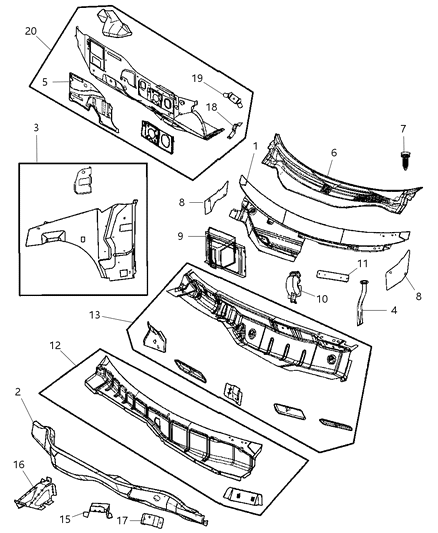 New 2005-2008 Fits Chrysler Pacifica Panel-Cowl And Plenum - Part # 4719806AC