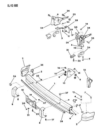 New 1987-2001 Fits Chrysler Grand Cherokee Bracket-License Plate - Part # 52003479