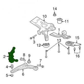 New OEM Front Left Steering Knuckle Fits, 2007 Chrysler Sebring - Part # 4766037AD