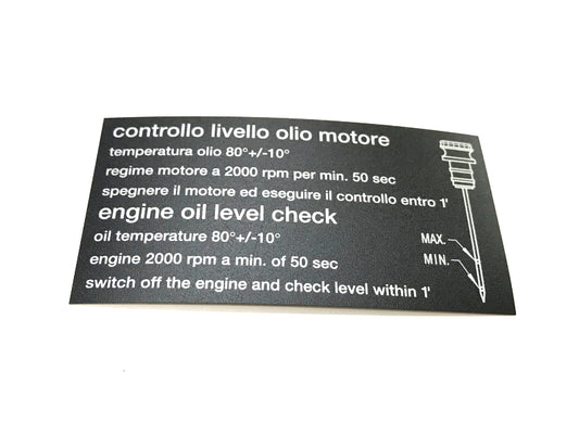 New OEM 2002-2010 Lamborghini Gallardo - Murcielago Engine Oil Level Label, Part # 07M115562