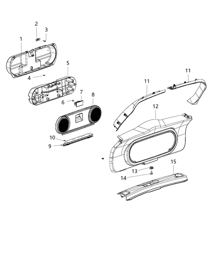 New 2009-2017 Fits Chrysler Caliber, Compass, Patriot Panel-Liftgate Trim - Part # 1AW62DK2AK