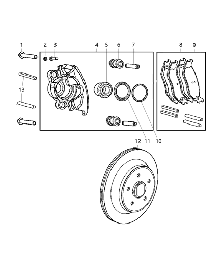 New 2003-2006 Fits Chrysler Wrangler Caliper-Disc Brake - Part # 5191824AA
