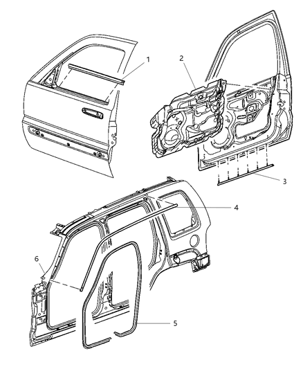 New 2004-2007 Fits Chrysler Liberty Seal-Rocker - Part # 55360663AA