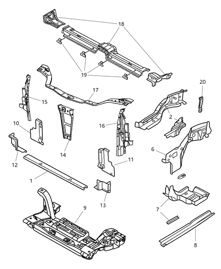 New 2001-2005 Fits Chrysler Neon Rail-Frame Front - Part # 5017067AD