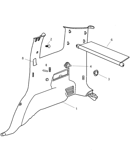 New 2002-2003 Fits Chrysler Liberty Panel-Quarter Trim - Part # 5HG56XDVAK