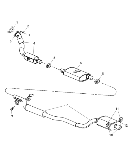 New 2004-2006 Fits Chrysler Pacifica Exhaust Muffler And Resonator - Part # E0021498AA